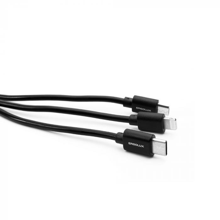 Кабель 3в1- Micro USB-Lightning-Type C Ergolux ELX-CDC05-C02